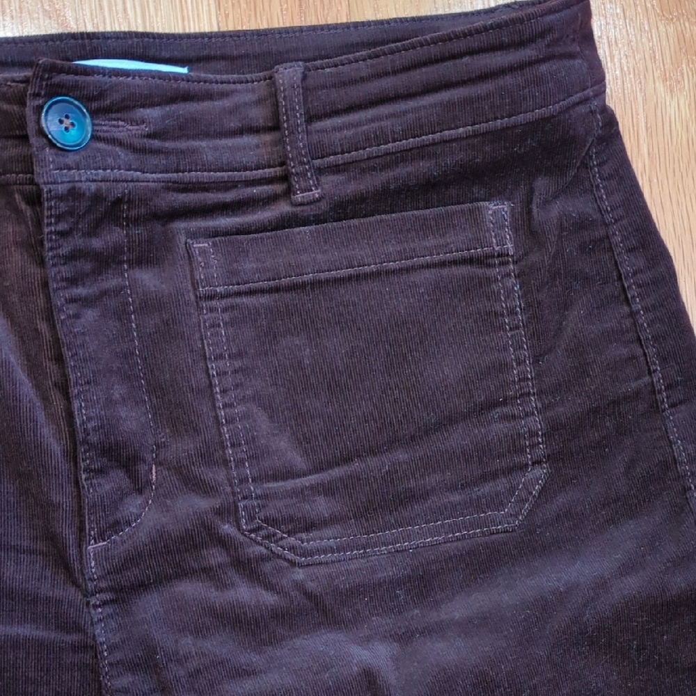 Ann Taylor LOFT Brown Corduroy Palmer Pant Wide Leg Patch Pocket Sz 10 - Picture 5 of 9